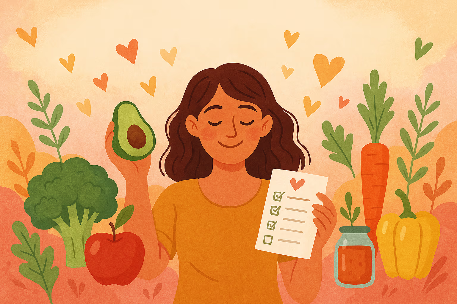 Self-care diet and grocery planning for emotional healing and wellness